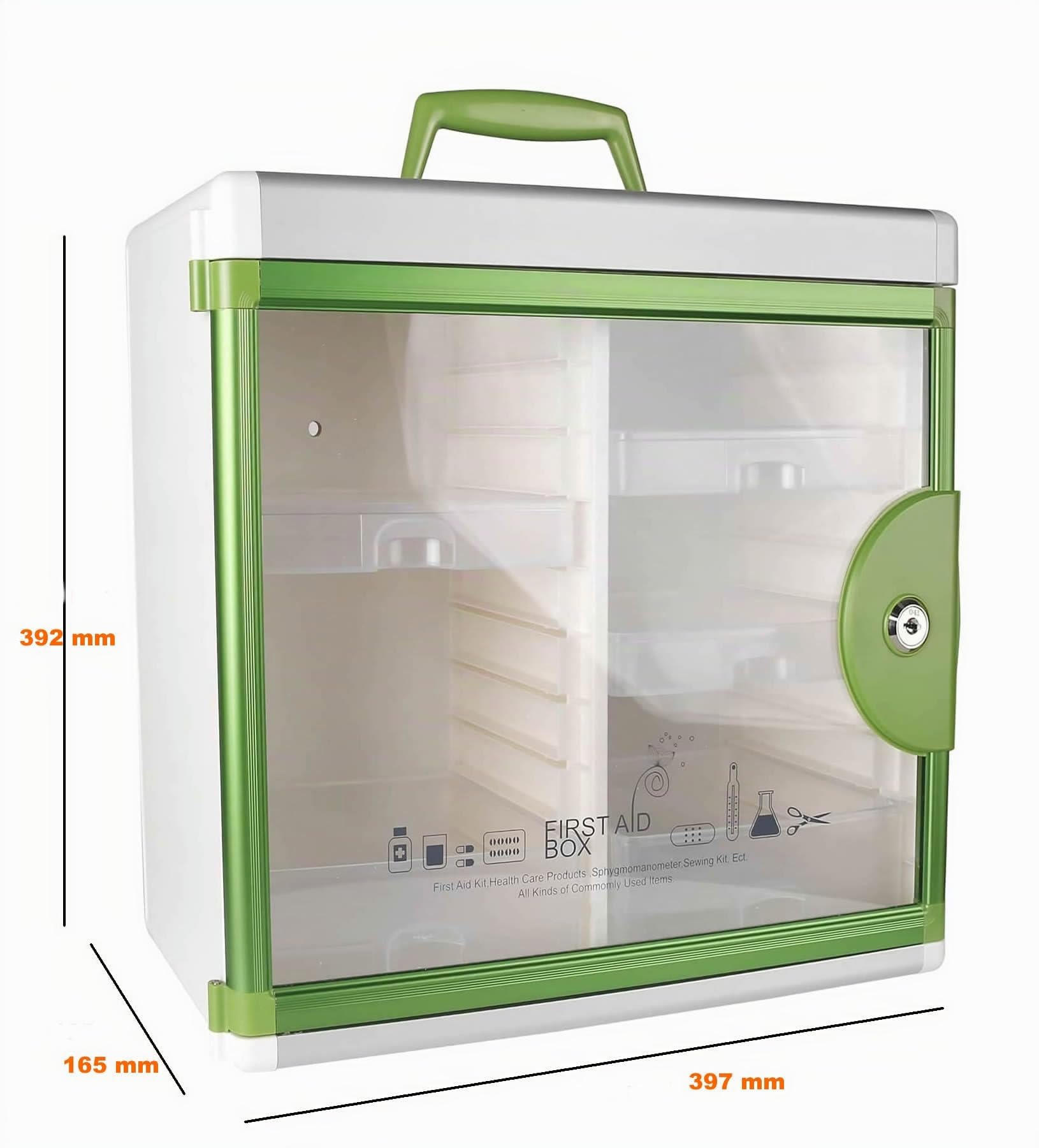 TUKA-i-AKUT Alu Medizinschrank Abschließbar, 5 Fächer Wand Arzneischrank Hausapotheke Erste Hilfe Schrank Arzneischrank Aluminium Rahmen, 2 Schlüssel und Montagematerial, 40x40x17cm TKD6401-L