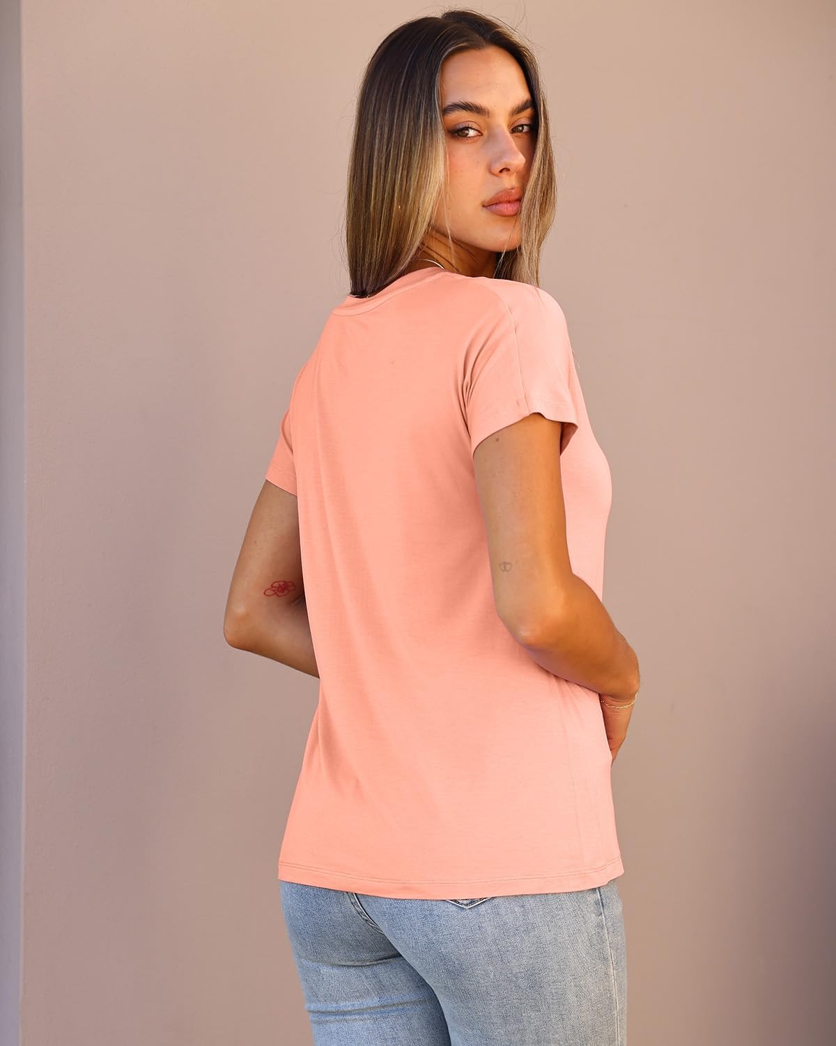 Abardsion 2025 Summer V Neck T Shirts for Women Trendy Outfits Loose Fitted Elegant Blouses Tops - Image 4