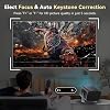 Mini proyector inteligente con WiFi 6 y Bluetooth, Android 13 con aplicaciones integradas, corrección trapezoidal automática y enfoque eléctrico, soporte 4K, portátil para dormitorio, techo, cine al aire libre, teléfono, Fire Stick 7