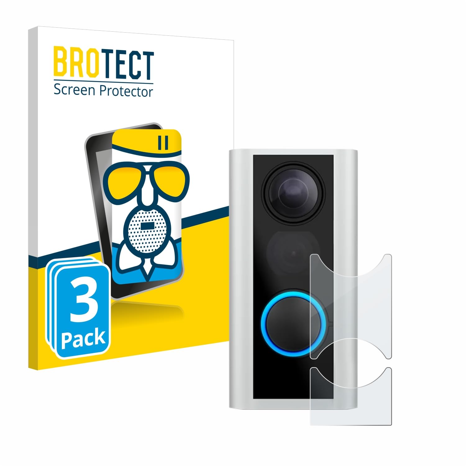 brotect Anti-Glare Glass Screen Protector Matte compatible with Ring Door View Cam (54-75mm) (3 Pack) - Anti-Scratch 9H Protection Film