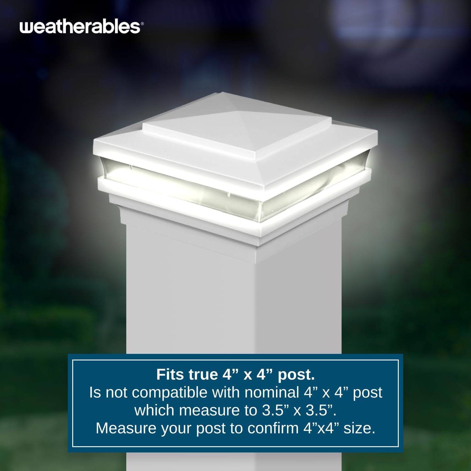 WEATHERABLES Cape May 4x4 Post Cap Lights – Durable Low Voltage Post Lights with Photocell Sensor and Easy Installation for Vinyl Decks, Patios, Porches and More (1 Cap)