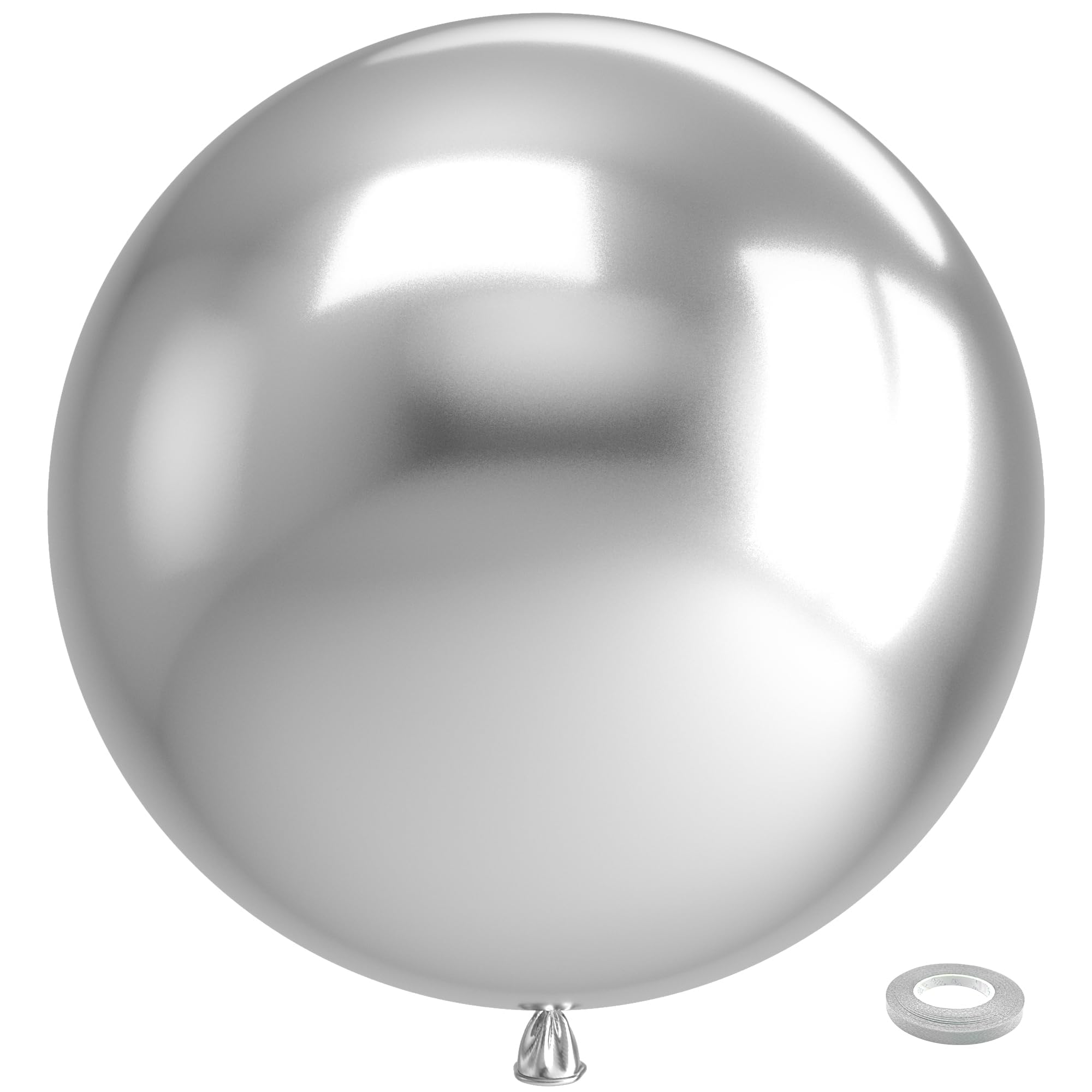 Bezente Metallic Silver Giant Balloons 36 Inch - 8 Pack Jumbo Chrome Silver Latex Balloons | Party Decorations - main product image