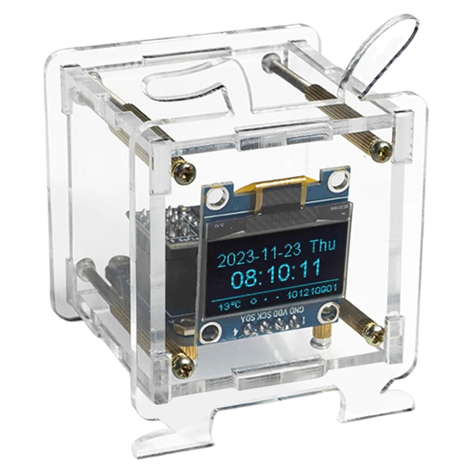 Horloge atomique numérique à boîtier transparent et moniteur thermo-hygromètre