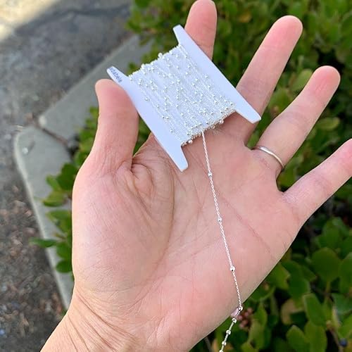 Miniatura 5 de Adabele Cadena de cable de 10 pies (120 pulgadas) auténtica plata de ley 925 sin terminar de 0.079 in (0.08 pulgadas), cadena de cable fina,