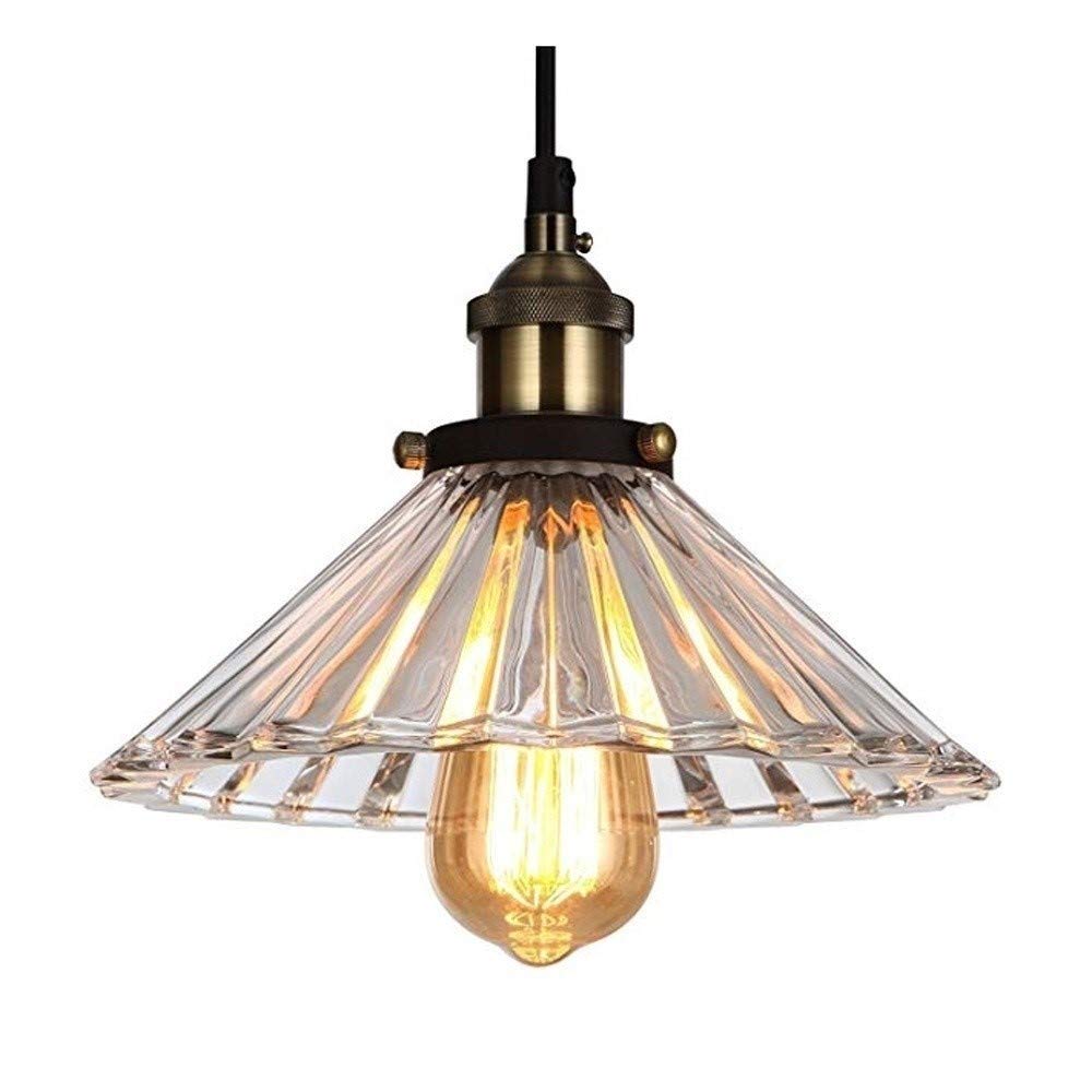 Lustre suspension en verre et bronze vintage pour table à manger et îlot