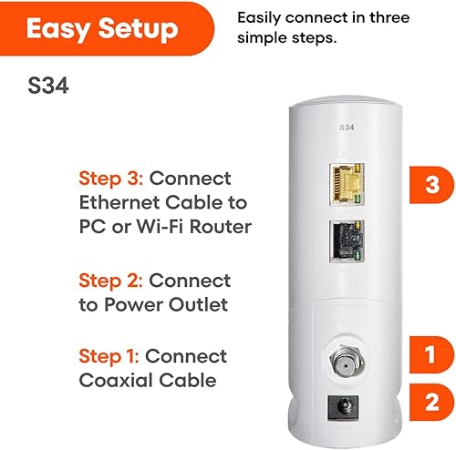 Miniatura 5 de ARRIS (S34) - Cable módem - Cable módem rápido DOCSIS 3.1 Multi-Gigabit, para Comcast Xfinity, Cox, Spectrum y más, velocidades máximas de Internet