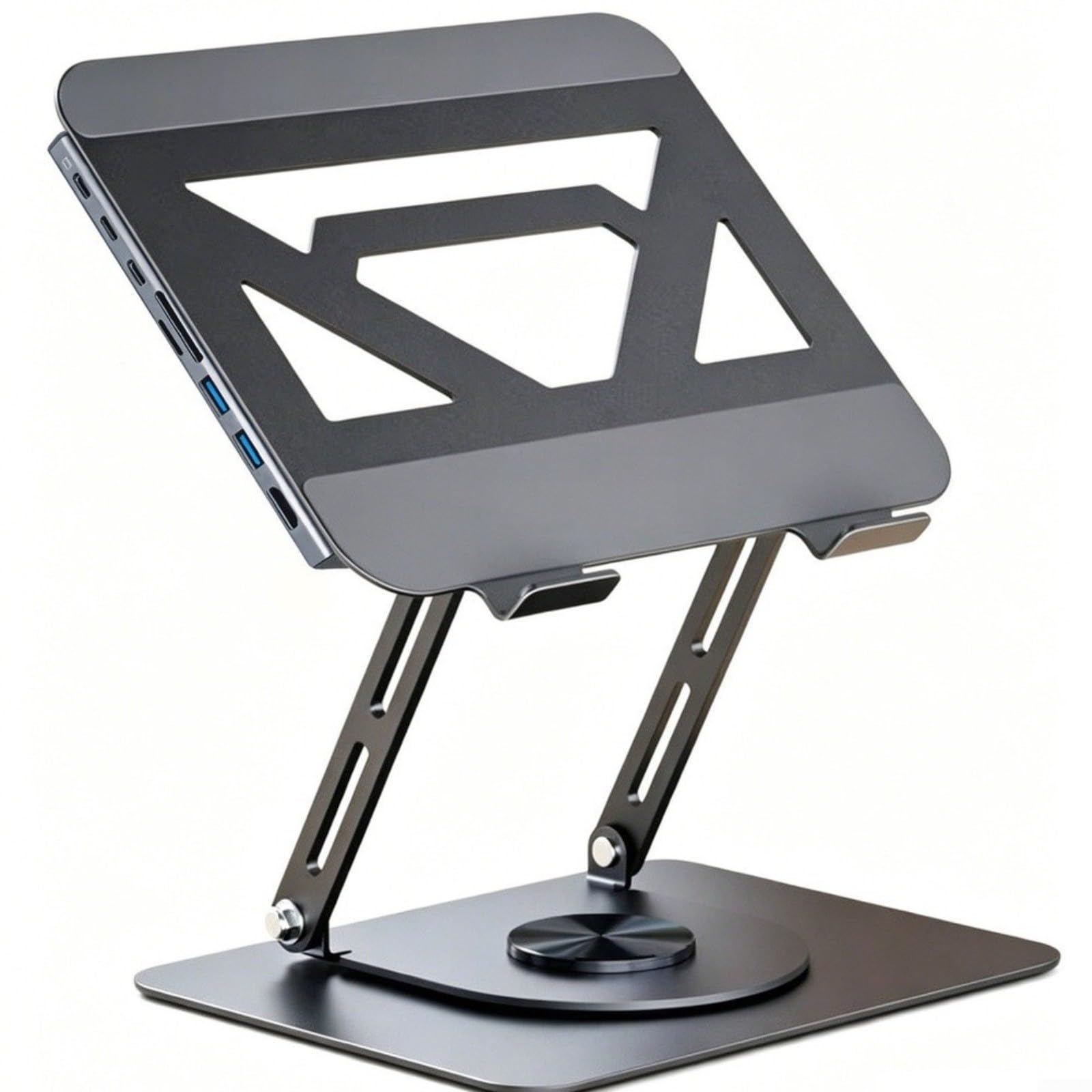 Docking station USB 3.0 con alloggiamento in alluminio, supporto pieghevole per laptop di tipo C per collegamento e raffreddamento, salvaspazio, grigio