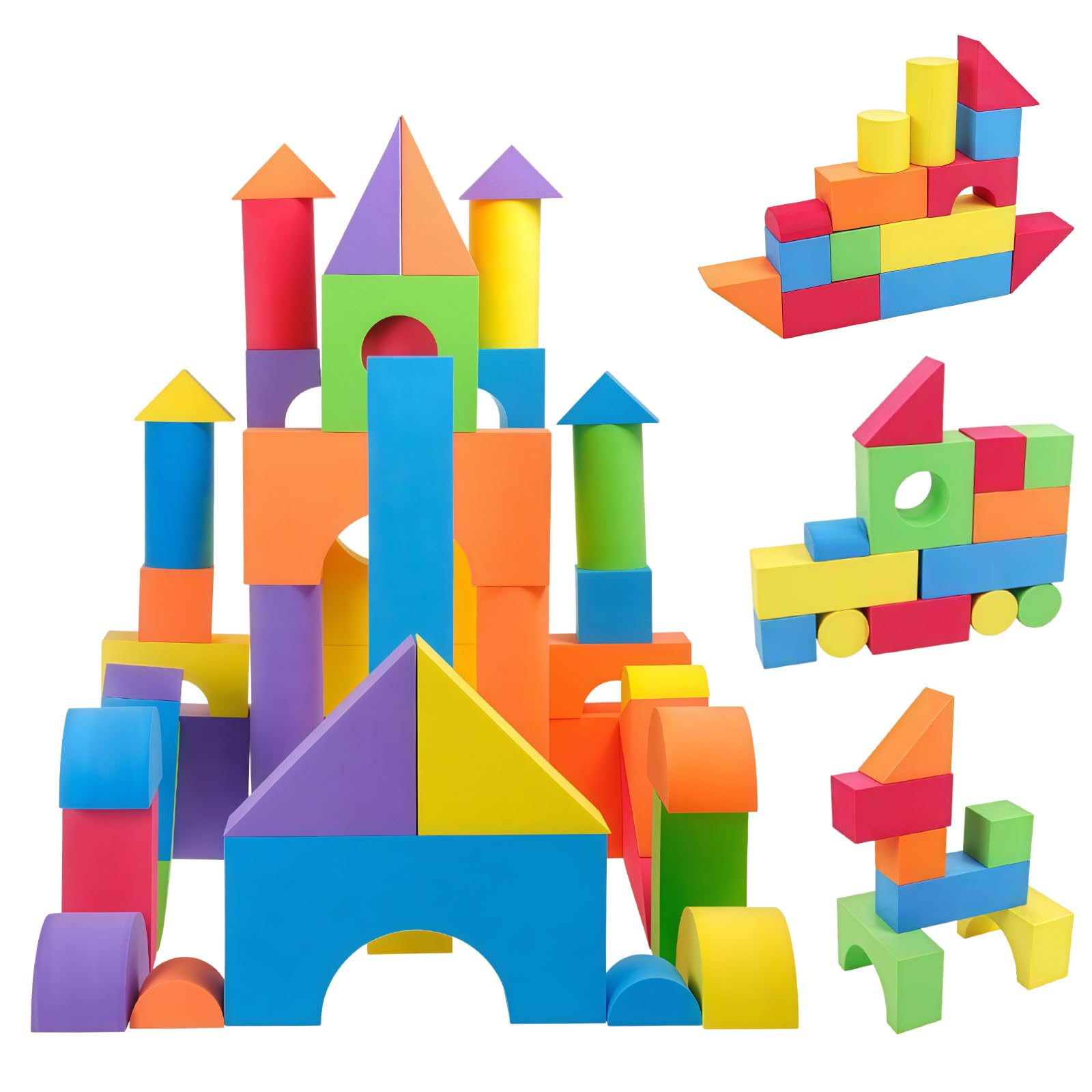 50Pcs Large Soft Foam Construction Blocks Set Creative Building Blocks Play Set EVA Foam Stacking Blocks For Assembly And Structure Building Activities