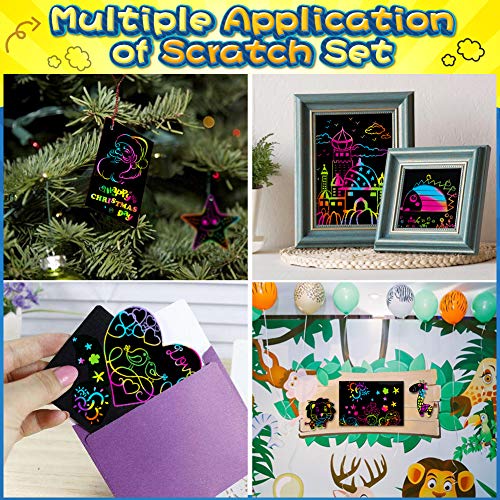 KMUYSL Scratch Art for Kids, No Mess Coloring Scratch Paper Drawing Art Kits - Top Educational Kids Toys for Age 3 4 5 6 7 8 9 10 11 12 Year Old Girls Boys Gift - Thumbnail 3