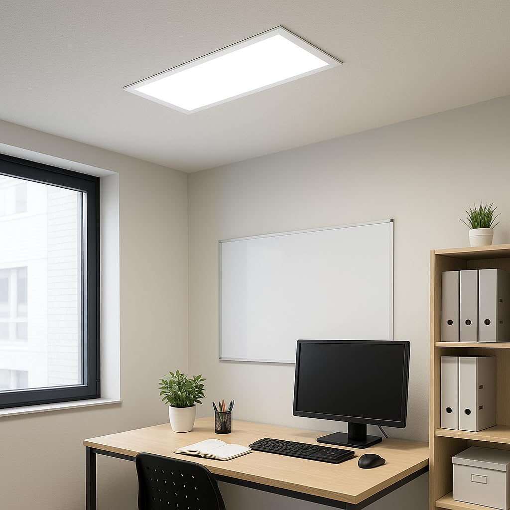 M LEDME - LED-Deckenleuchte, 60 x 30 cm, 24 W, mit warmweißem, neutralem oder kaltem Weiß (CCT), 2400 Lumen, LED-Beleuchtung für Küche oder Schlafzimmer, Treiber enthalten.