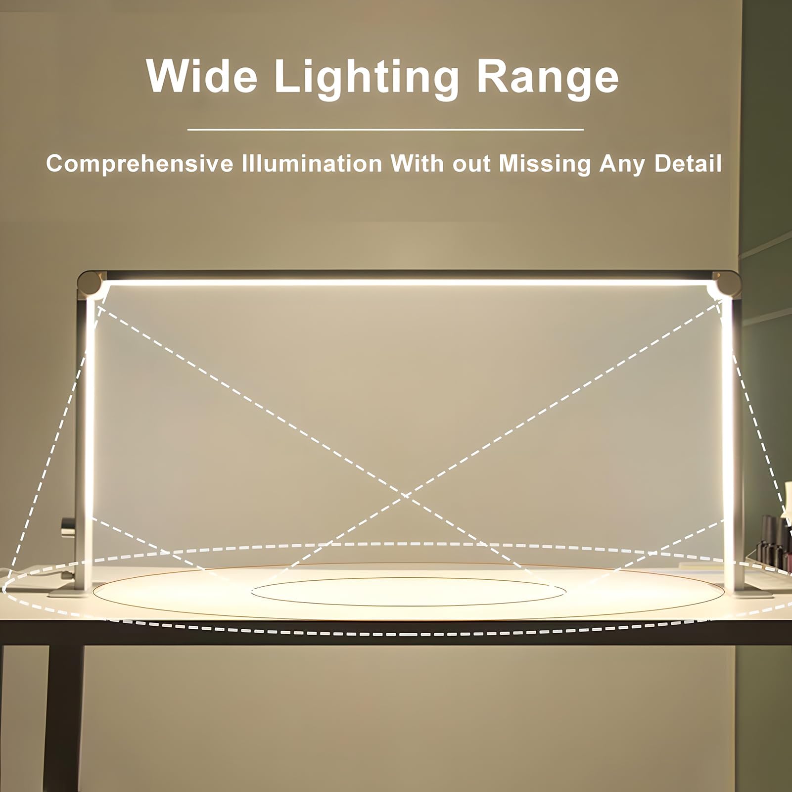 Lampa biurkowa LED z CRI >95, 36 W płynna regulacja ściemniania i 3 temperatury barwowe, składane ramię aluminiowe, bezcieniowe oświetlenie z 3 stron do zastosowań w technice paznokci, malowaniu