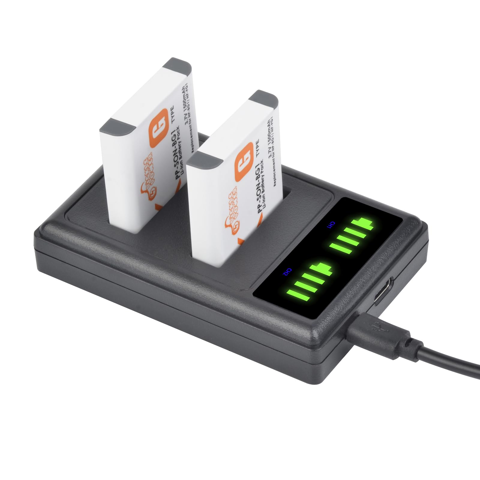 2x Batterie NP-BG1 / NP-FG1 1750mAh Per Sony Cyber-Shot DSC-H90, HX5V, T20, T100, W30, W55, W70 E Altri