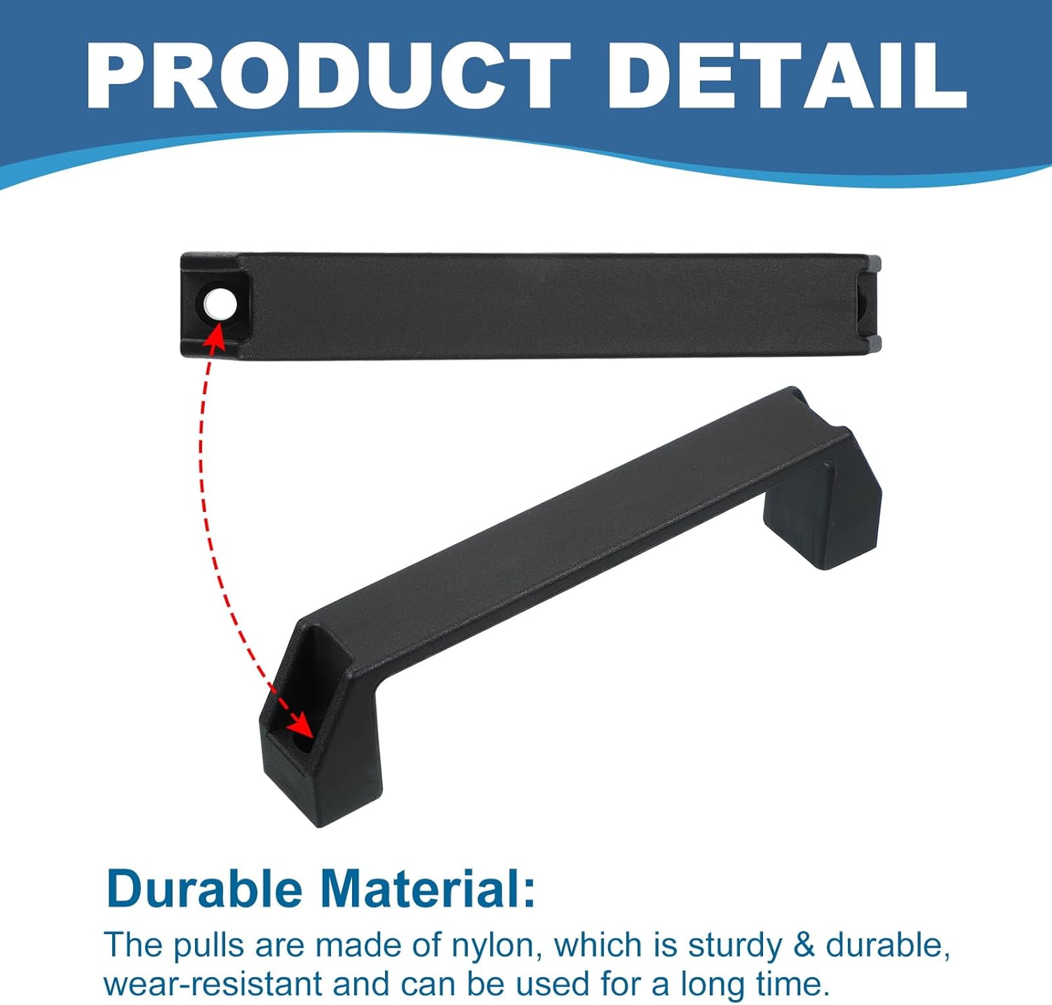 PATIKIL Plastic Pull Handles 180mm Hole Centers, 2 Pcs Square Drawer Pulls Kitchen Hardware for Luggage Mechanical Equipment Door Cupboard Handle, Black