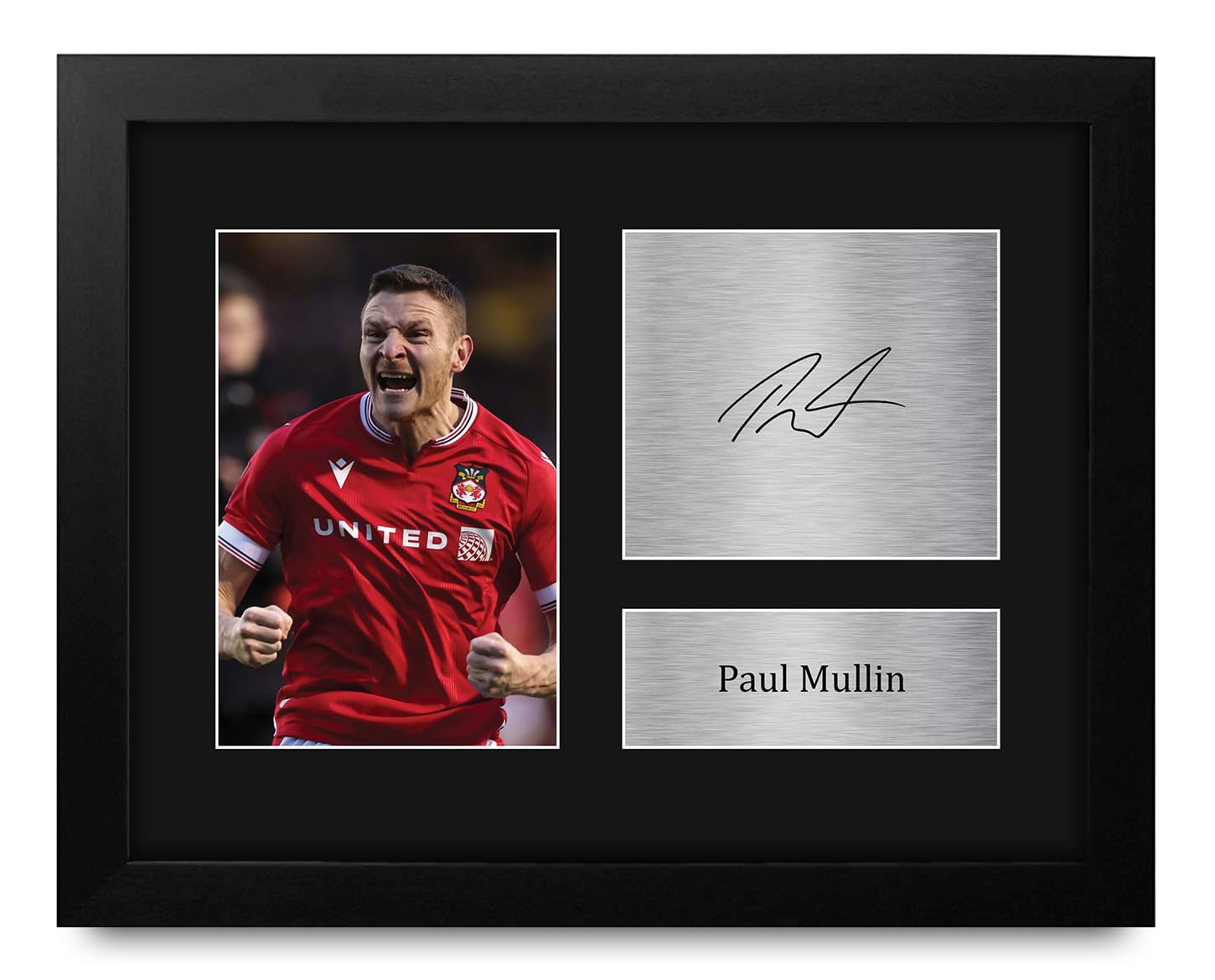 HWC Trading Paul Mullin Wrexham Gifts Printed Signed Autograph Picture for Soccer Fans and Supporters - US Letter Framed