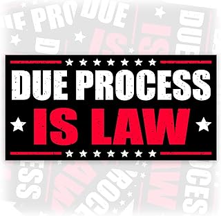 Due Process is Law | Bumper Sticker or Car Magnet | Sarcastic Humorous Black Magnetic Bumper Sticker for Trucks Cars [7.5x3.75]