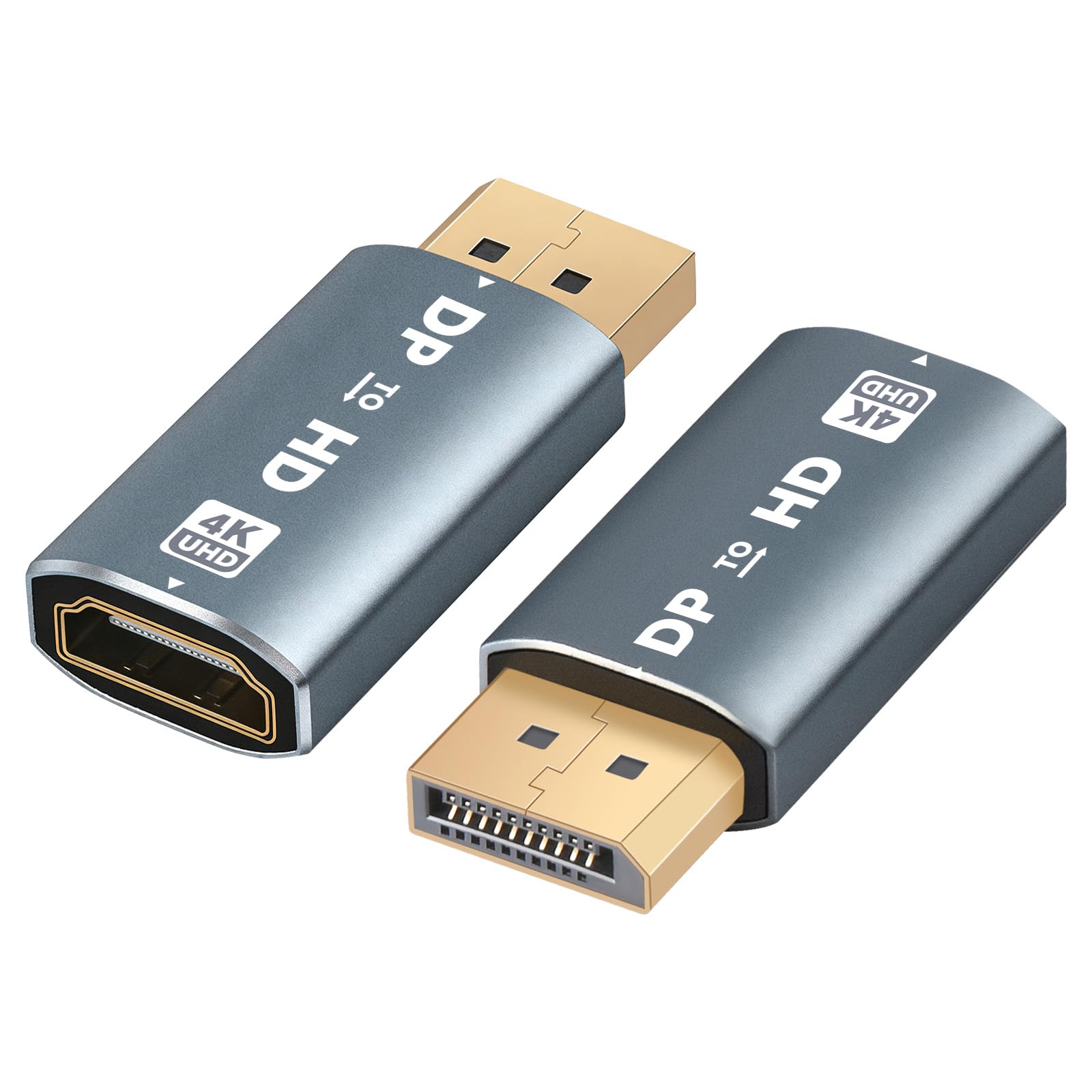 AXFEE 2 Pezzi Adattatore DisplayPort a HDMI 4K, Risoluzione 4K@30hz DP Maschio a HDMI Femmina Convertitore, hdmi Adattatore Displayport, per HDTV, Monitor, Proiettori, Portatili, Desktop