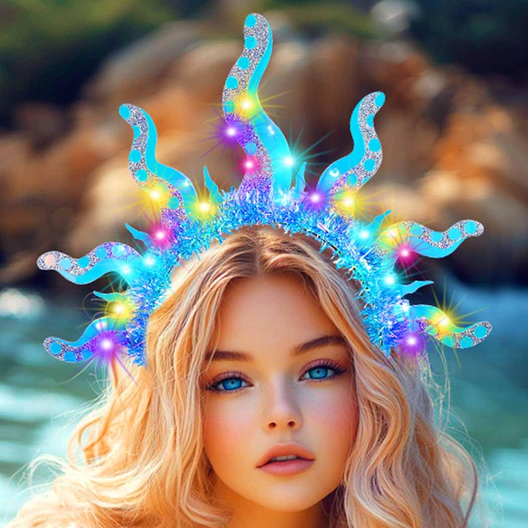 Amazon.com: DRESBE Light Up Halo Headband LED Ocean Octopus  display picture 2