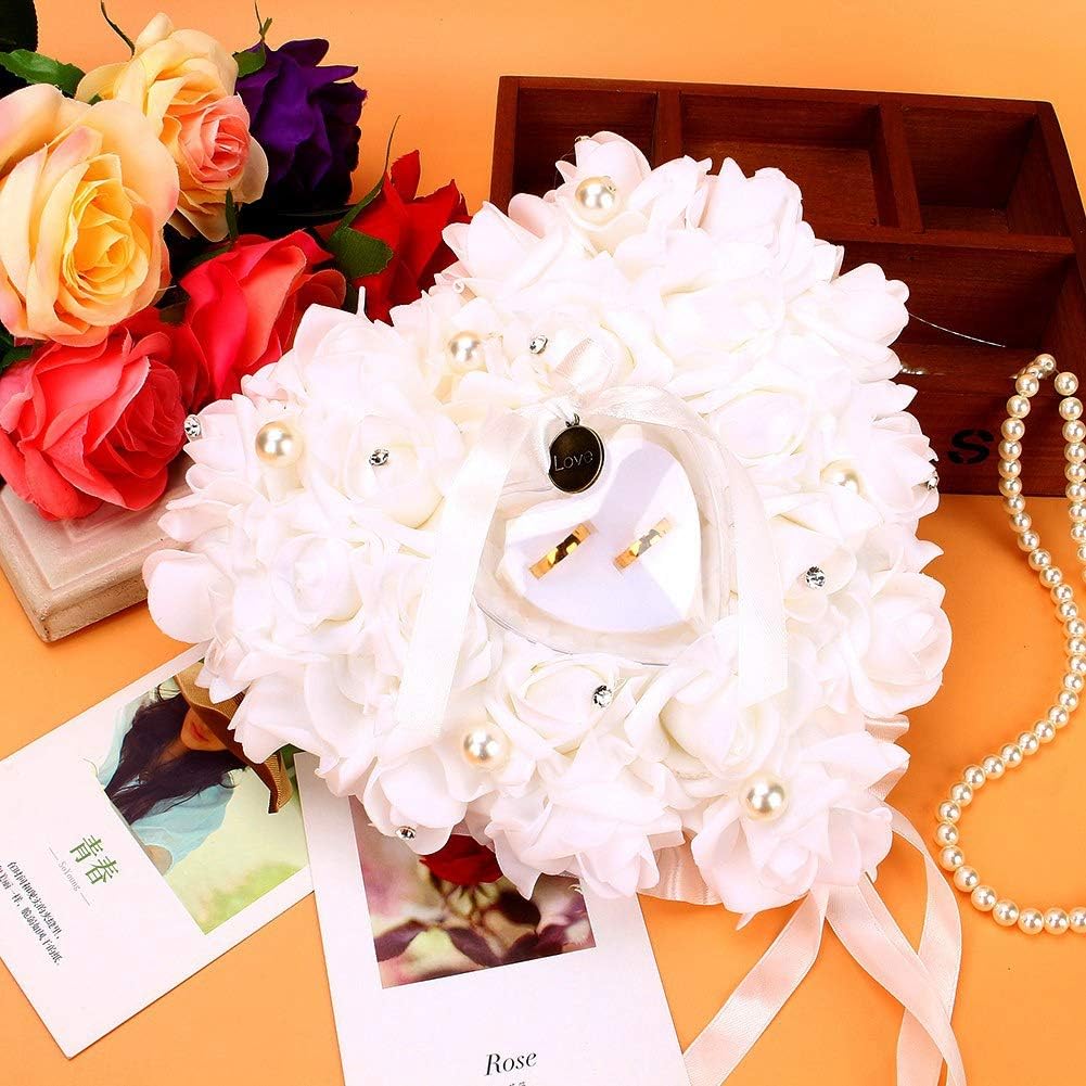 X-go White Ring Box for Wedding Ceremony, Lace Malaysia Ubuy - Main Image