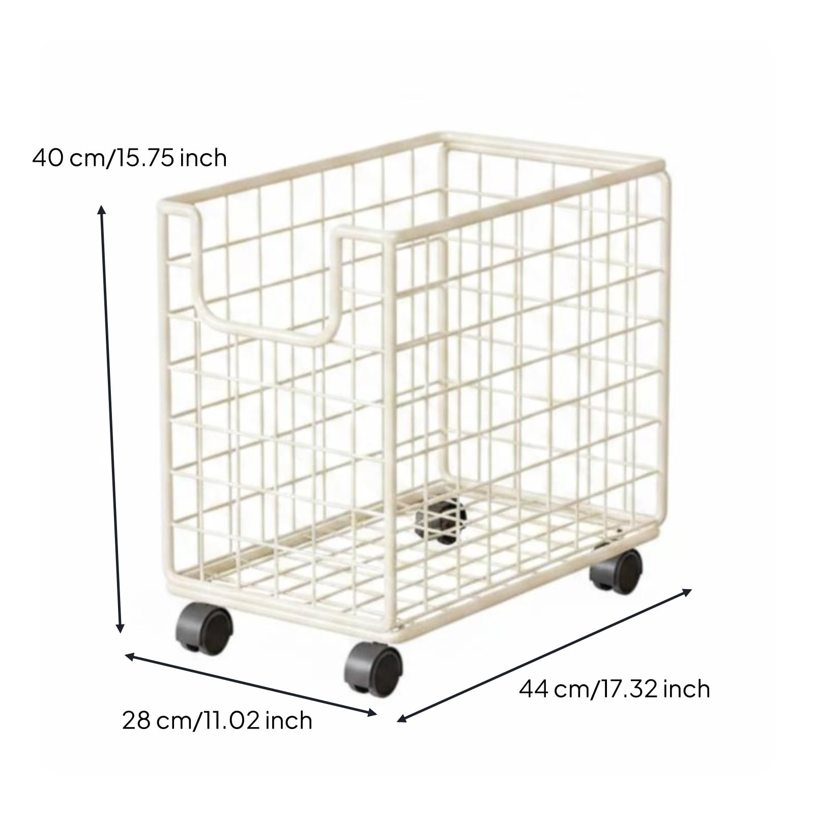 kowaku Carrello Portaverdure da Cucina Carrello Scaffale Organizer Cestino in Rete con Design Rettangolare Apertura Superiore Fondo Piatto Pareti a Griglia, Bianco, Con Ruote