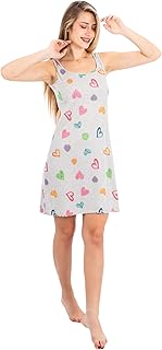 فستان نوم قطني بدون اكمام للنساء | قميص نوم ناعم بطبعة قلب | قميص نوم صيفي خفيف الوزن للنساء