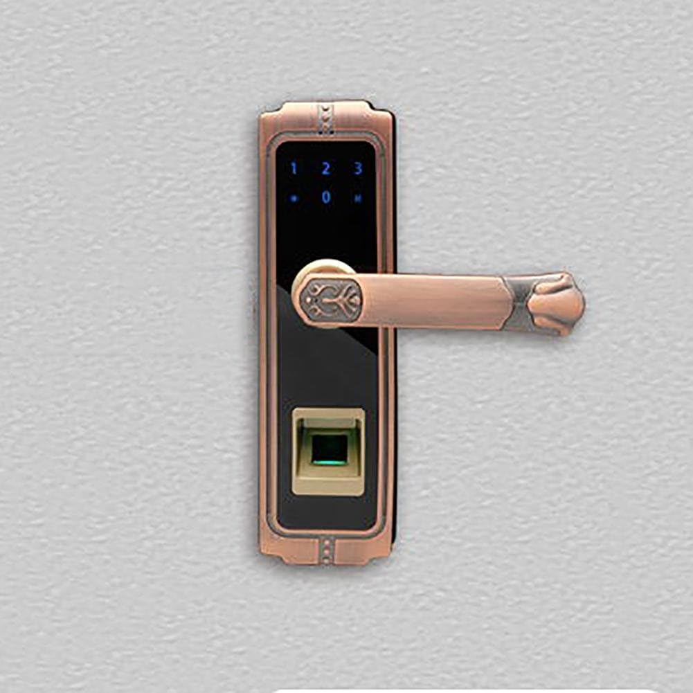 TDJDYQ Fingerprint Password Smart Lock Composite door lock Keyless entry Password/Fingerprint/Mechanical key Unlock Suitable for home/Office/Rental housing Zinc alloy, Red bronze
