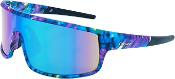 Piranha Eyewear Vibe Sports Sunglasses with Full Multicolor Tie-Dye Frame and Blue Mirror Shield Lens
