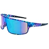 Vibe Sports Sunglasses with Full Multicolor Tie-Dye Frame and Blue Mirror Shield Lens