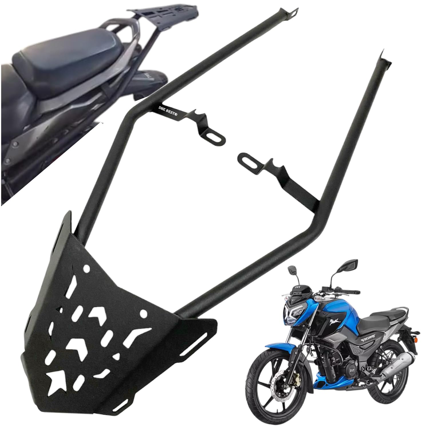 Dhe Best Bike Rear Premium Trail Expedition Top Carrier/Luggage Rack Suitable for TVS Raider 125-image-2