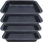 4 Pack Rectangle Baking Pan, 12.6 x 8.6 Inch Deep Cookie Sheet Tray Nonstick, Heavy Duty Carbon Steel Oven Cake Pan for Brownies, Lasagna, Sheet Cakes, Roasting Vegetables, BPA Free