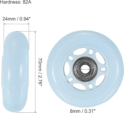 Miniatura 2 de PATIKIL Ruedas de patín en línea de 2.756in con rodamientos, paquete de 4 ruedas de patín de 82 A, accesorios de repuesto para patineta de una fila