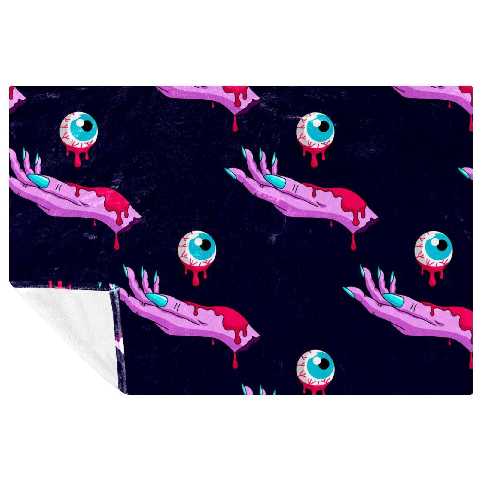 Couverture mains de zombie et yeux sanglants de 150x100 cm pour lit et canapé
