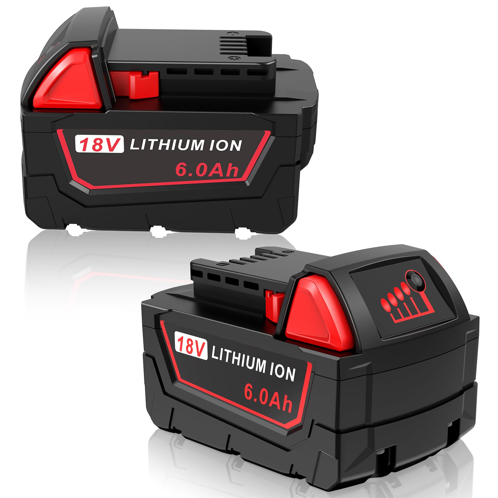 18V 6.0Ah Battery Replacement for Milwaukee 18v 6000mAh Lithium Battery Compatible with Milwaukee 18v Battery 48-11-1850 48-11-1852 48-11-1850R 48-11-1840 48-11-1828 48-11-1820 (2 Pack)