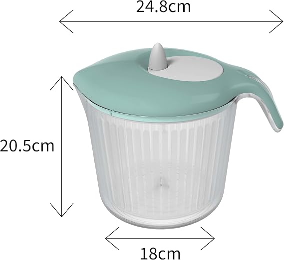 Biesse Casa Salad Spinner, Polypropylene, Aquamarine, 18 x 24.8 x 20.5 cm P636/14