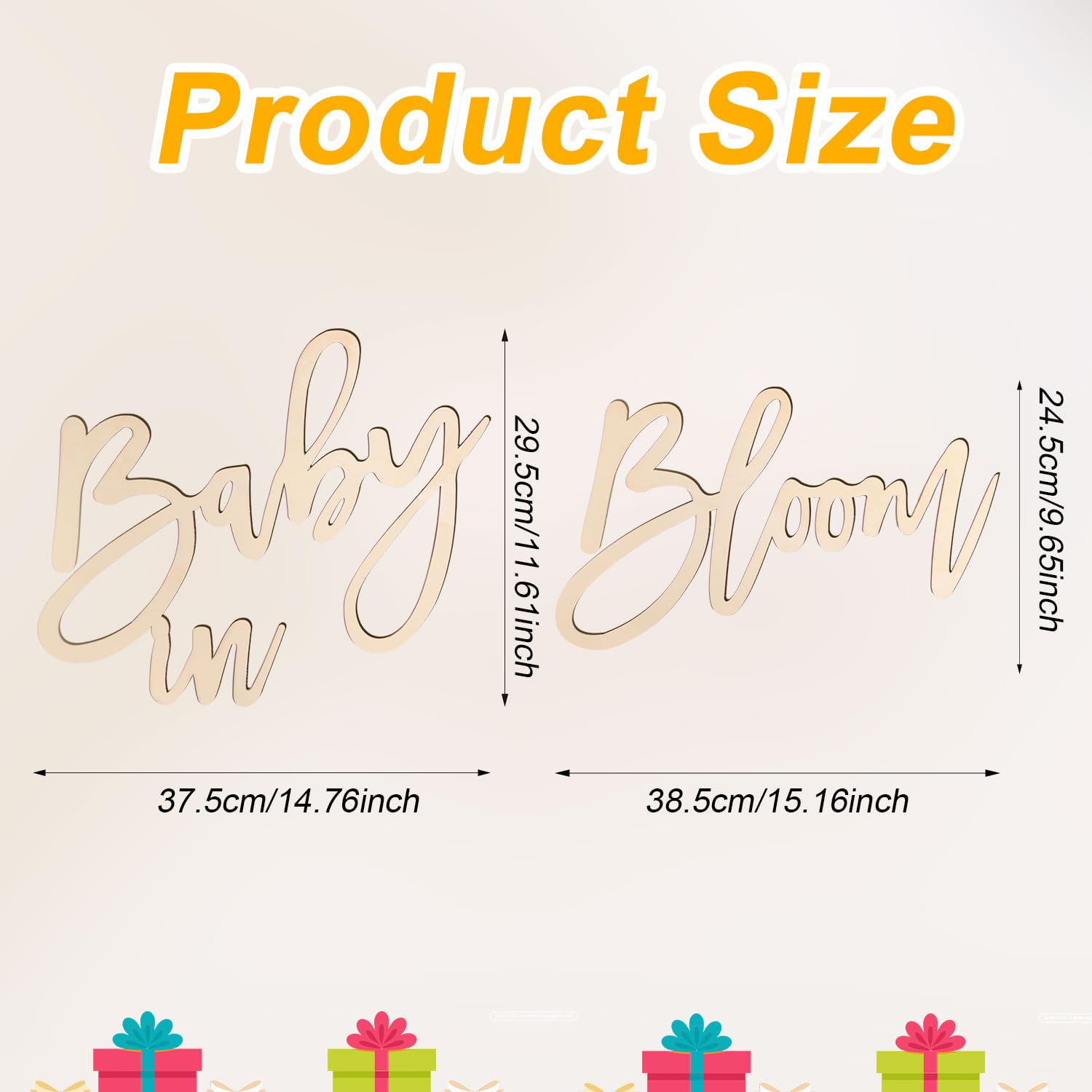 Wooden Baby in Bloom Sign, Baby Shower Party Sign Boy/Girl Gender Reveal Wooden Sign Baby Shower Backdrop Decorations Background for Photography Photo Props Pregnancy Wall Door Party Supplies - Image 2