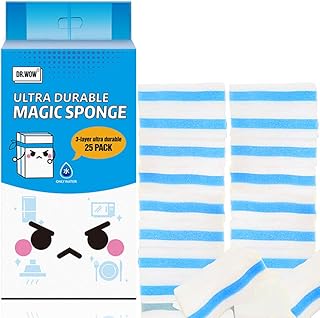 (25 Count) Dr. WOW Extra Durable Magic Cleaning Sponges, Premium Eraser Sponges for Multi-Purposes