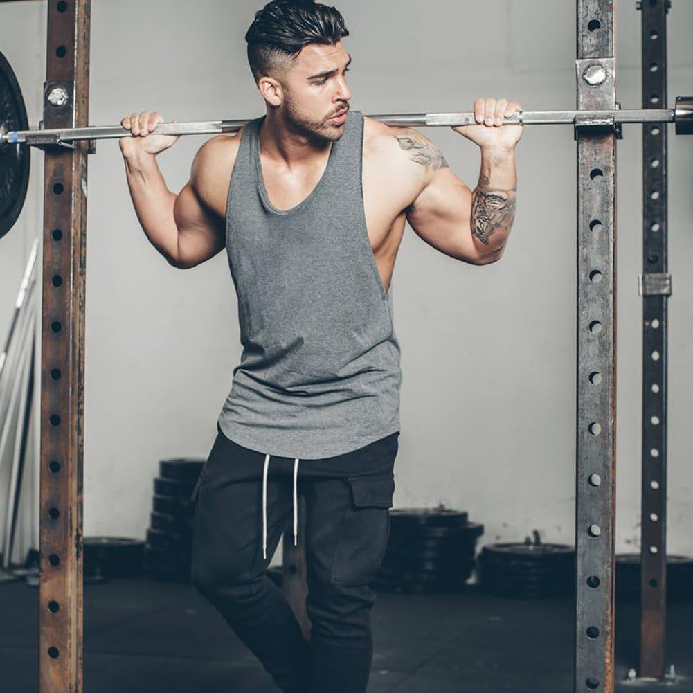 Men’s Muscle Gym Stringer Tank Top, Y-Back Bodybuilding Workout Shirt, Breathable Athletic Vest T01