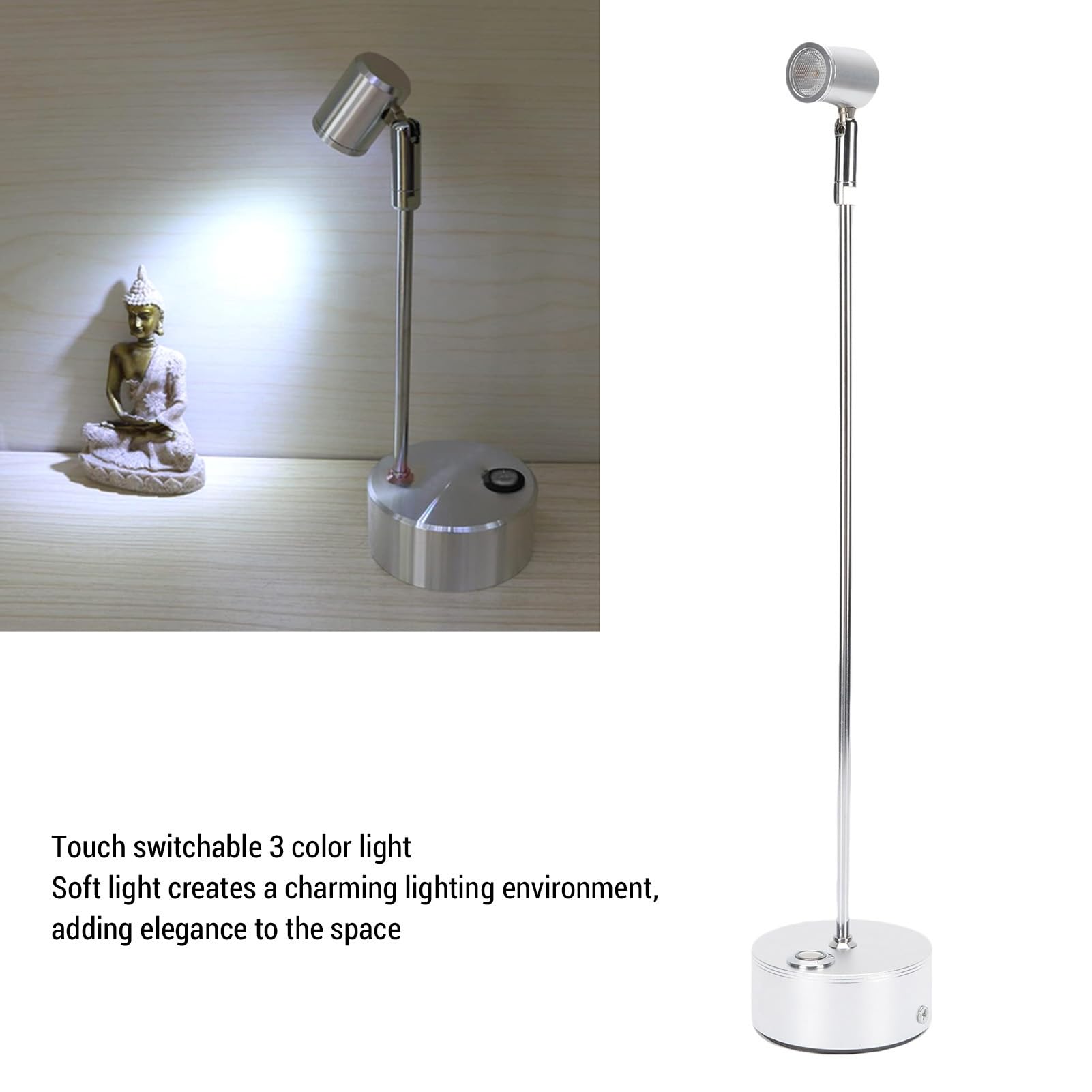 Wiederaufladbarer kabelloser Strahler, Tischstrahler, 3 W, Touch-dimmbar, 3-Farben-LED-Spotlicht, Schmuck-Display, Tischlampe für Bars, Restaurants, Wohnzimmer (2 Stück)