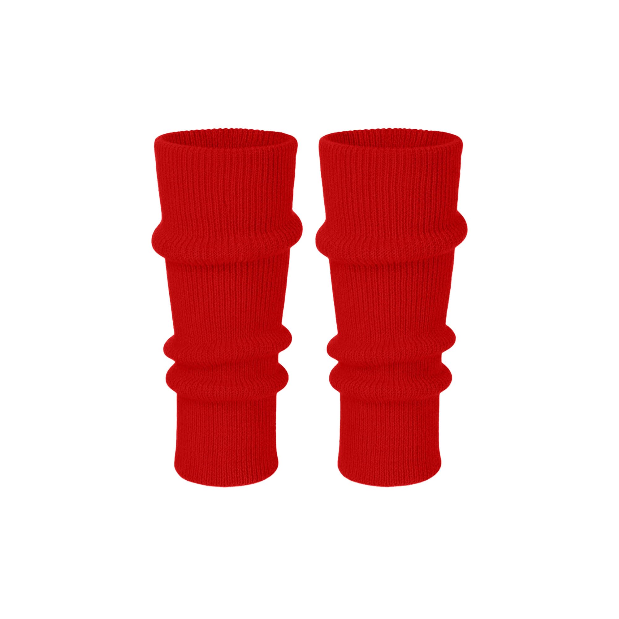Makii Women's Red Extra Soft Knee Warmers - Knitted Stylish 80S Dance Party Ribbed Leg Warmers For Winter Uk (Red)