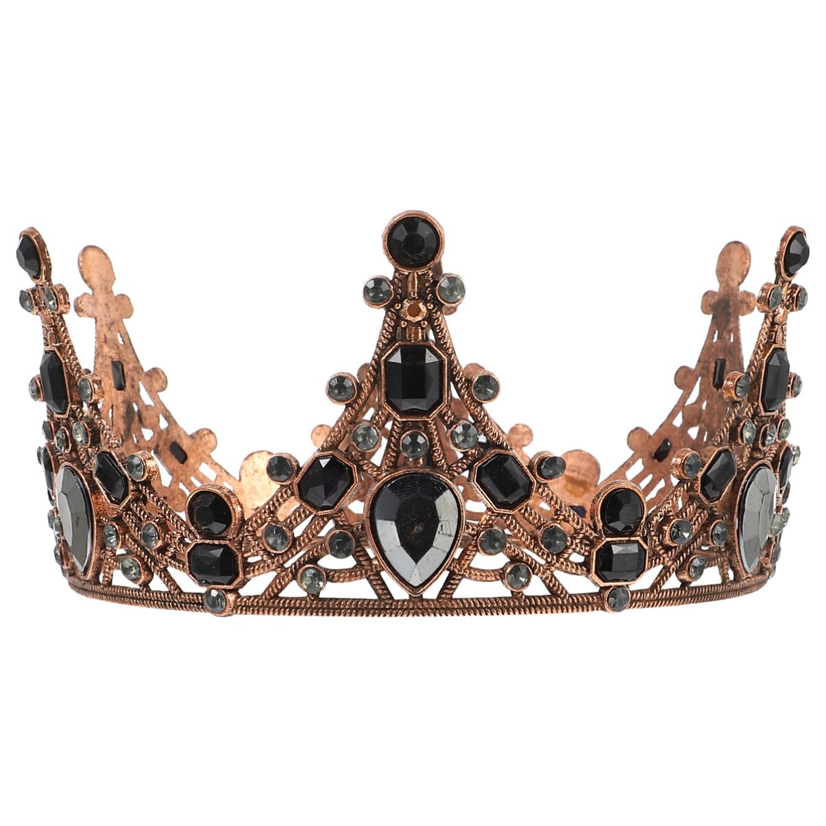 Lurrose Wedding Crown Headdress for Women Vintage Rhinestone Tiara Hair Accessory Retro Bridal Party Dance Stage Headpiece