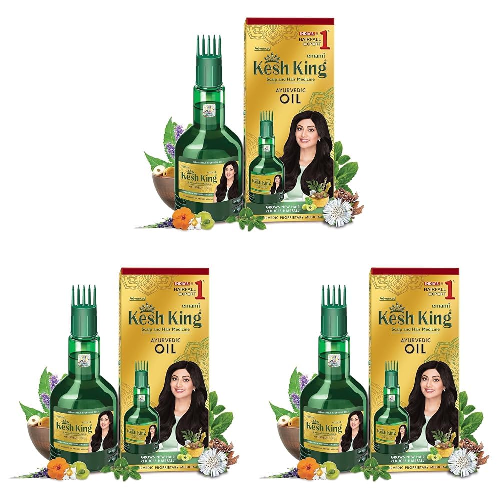 Kesh King Ayurvedic Anti Hairfall Hair Oil|Hair Growth Oil| Reduces Hairfall |21 Natural Ingredients | Grows New Hair With Bhringraja, Amla And Brahmi - 300 Ml, 0.3 Kilograms (Pack of 3)