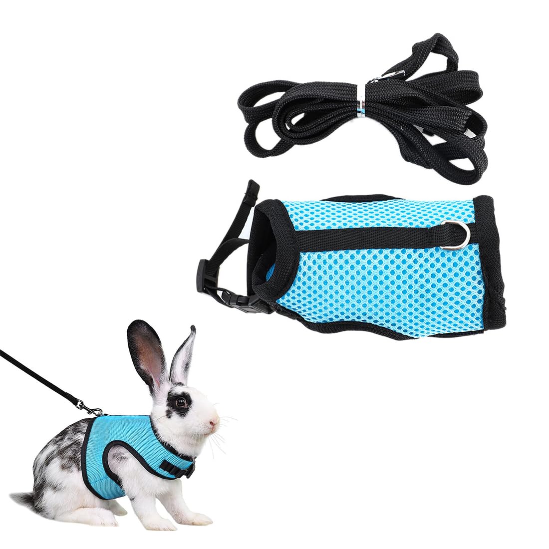 PHCOZY Arnés Conejos con Correa Elástica Arnés para Mascotas Correa para Hámster Cuerda De Tracción para Mascotas Correa Ajustable para Hámster para Conejillos de Indias Ratas Hámster (L)