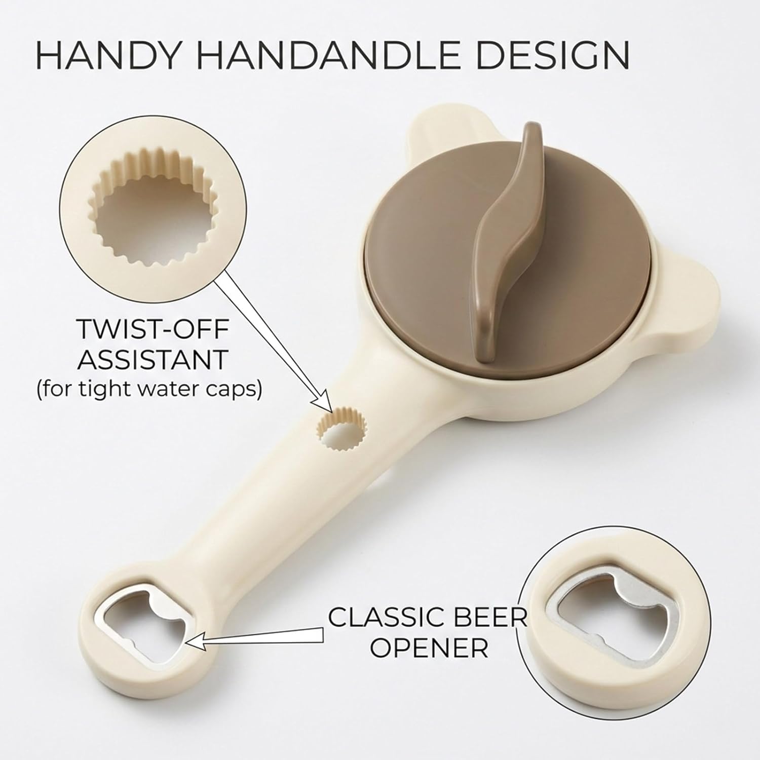 4-in-1 Jar Opener, Ergonomic Opener for Seniors & People with Limited Grip Strength, Stainless Steel Easy to Use for Bottles, Jars, Canned Goods Fits 1-3.5 Inch Caps (2, Gray)
