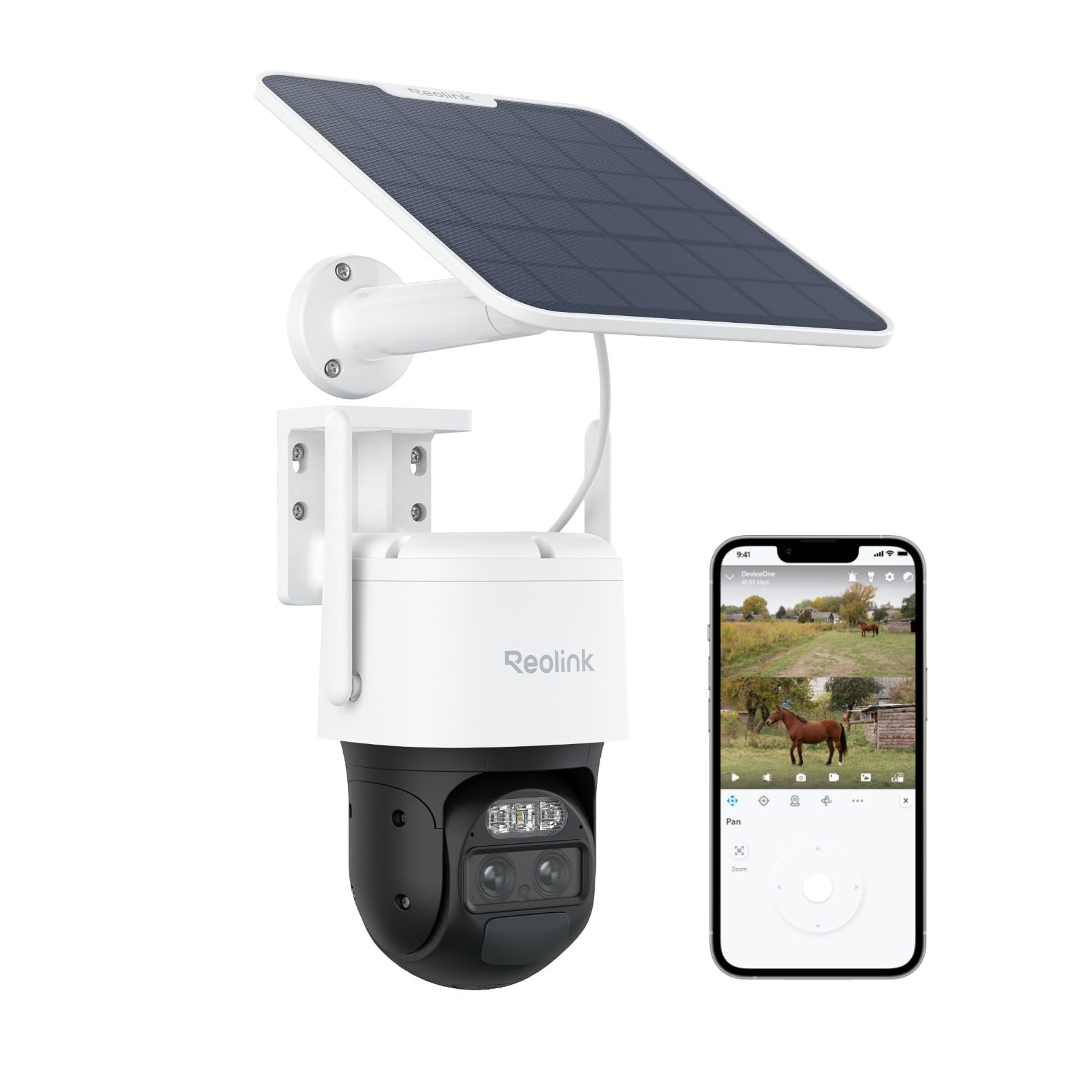 Reolink 4K Telecamera da Esterno con SIM 4G LTE, Batteria e Pannello Solare | 355° Pan/90° Tilt, Doppio Obiettivo, Zoom Ibrido 6X, Visione Notturna a Colori, Alexa & Cloud, TrackMix LTE