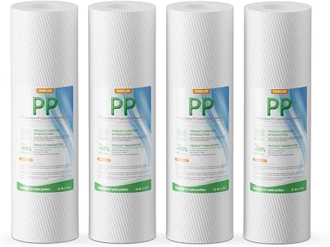 4-Pack 10x2.5-Inch Whole House Water Filter Cartridges Suitable for Drinking Water RO Filter Replacement Pure Water Filter Replacement Parts Direct-Flow Well Water Filters