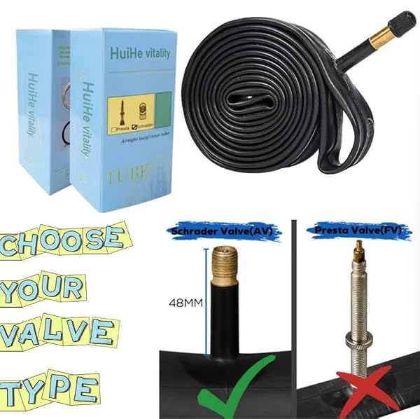 700x35C/38C/40C/42C/43C Bike Tubes AV48mm Schrader Valve 35/43-622 Inner Tube 700C Bicycle Tubes Compatible with 700 x 35C 700x38C 700x40C 700x42C 700x43c Bike Tire Tubes by HuiHe vitality - Used condition - Image 5