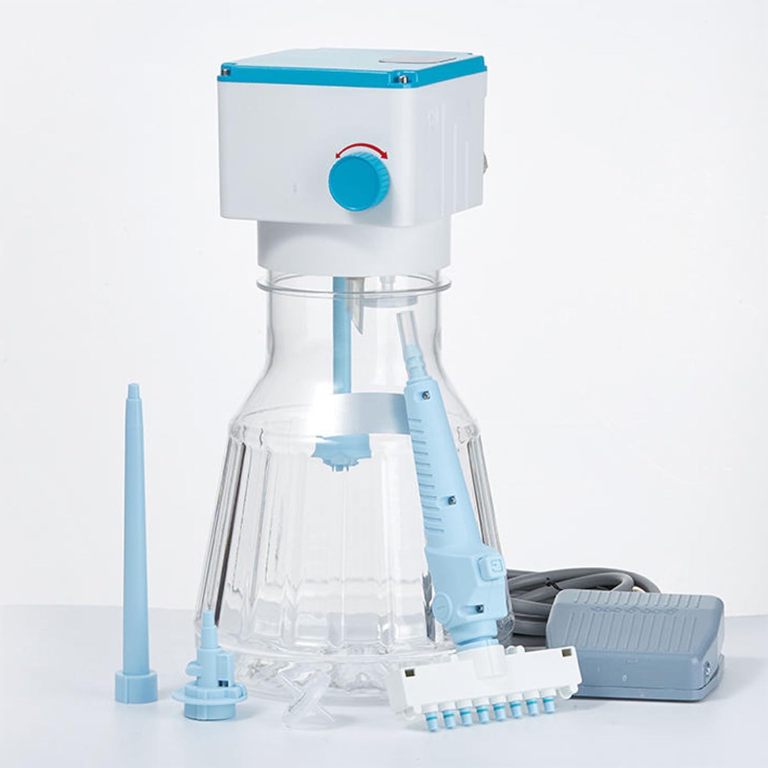 Laboratoryjny recykling cieczy, aspirator próżniowy 2 l z filtrem hydrofobowym 0,45um, sterowanie pedałem nożnym/pokrętłem, regulowana prędkość do użytku edukacyjnego