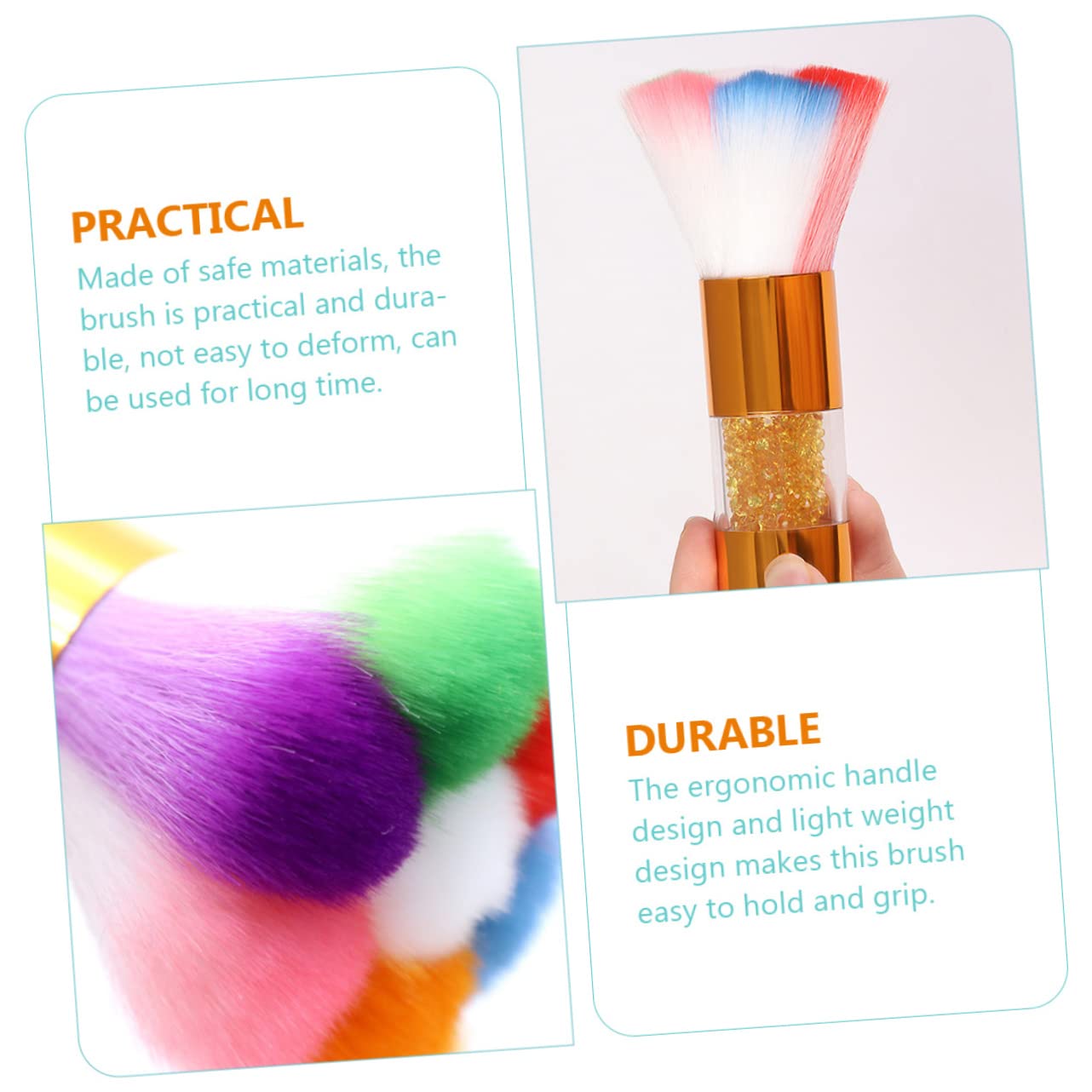 Baluue 6stücke Nagelstaubbürsten Kosmetikpinsel Für Make-up Und Maniküre Weiche Borsten Für Blush Und Nagelreinigung Für Professionelle Und Private Anwendungen Silberne Und Goldene