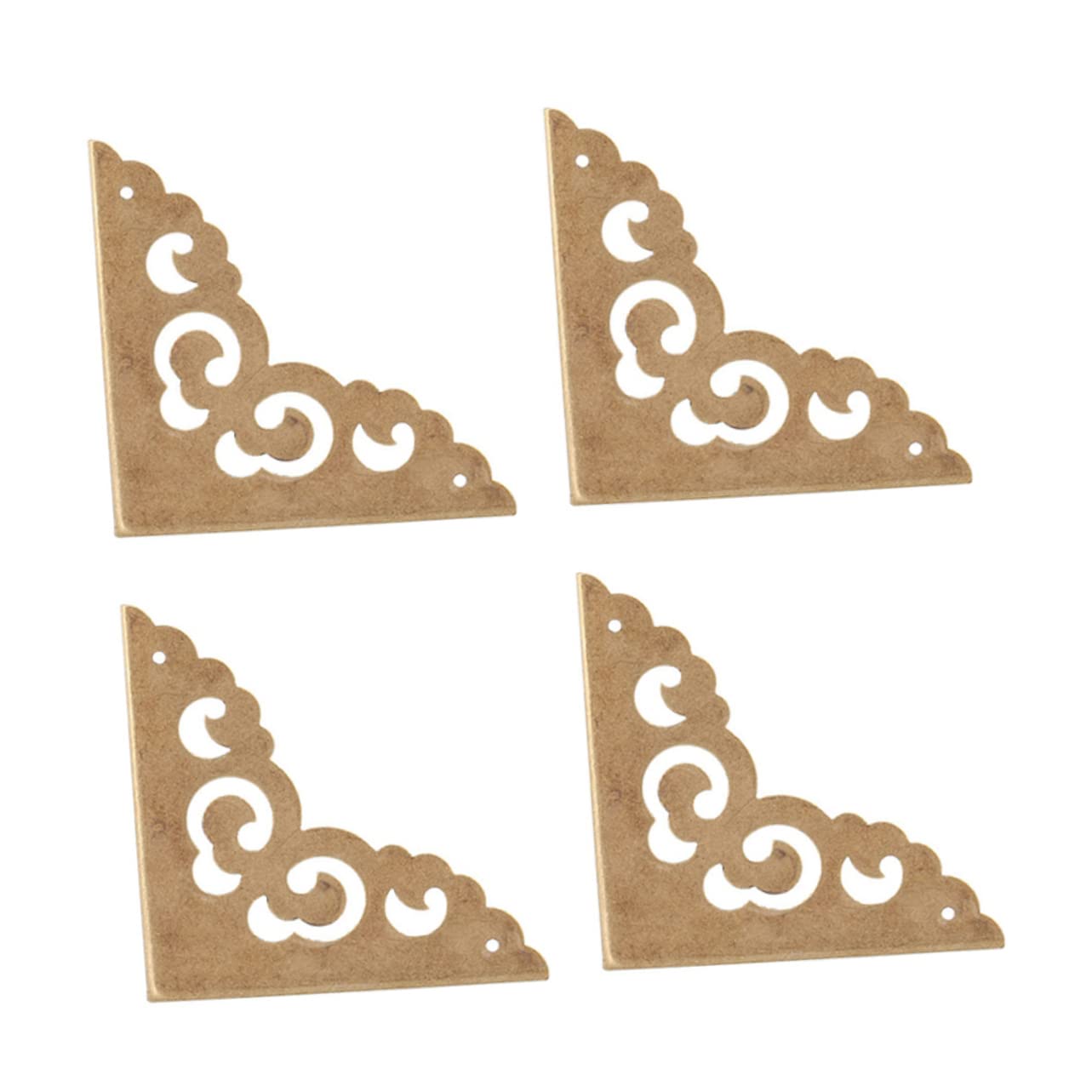 KALLORY 4Pcs Antique Copper Box Corner Protector Decorative Corner Guard for Furniture Jewelry Present Boxes Lightweight Corner Hardware for Easy Installation and Home