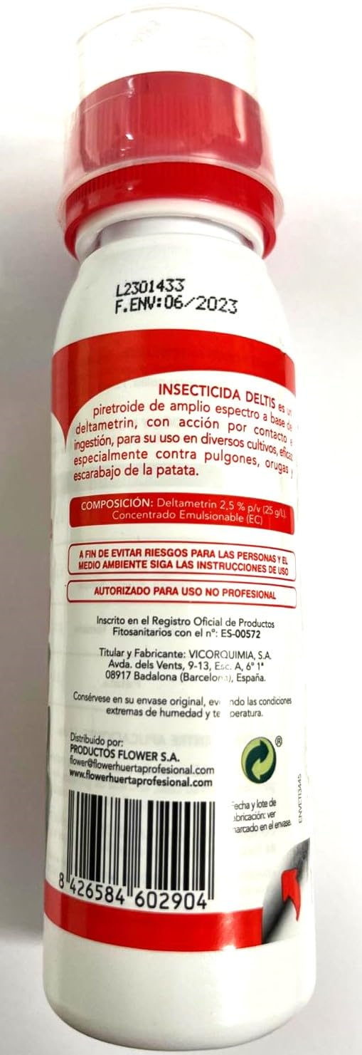 Insecticida Concentrado a Base de deltametrina 2.5% 100ml. para tratamientos de 300 litros. DELTIS100