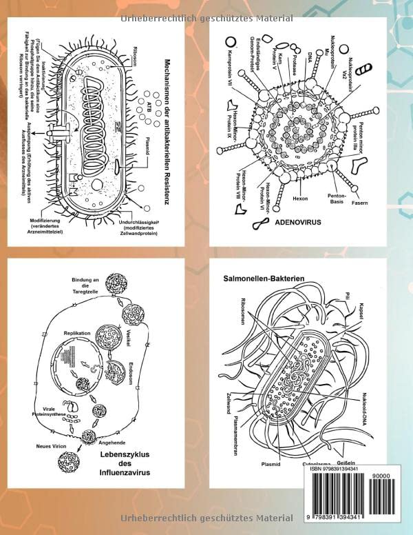 Mikrobiologie Malbuch: Färbung Für Das Studium Von Bakterien, Viren Und Mikrobiologischen Organismen, Für Die Zukünftigen Ärzte Und Krankenschwestern